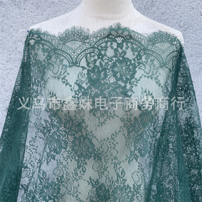 外贸爆款非洲黑人Chantillylace幅宽1.5m*3m厂家现货眼睫毛花详情14