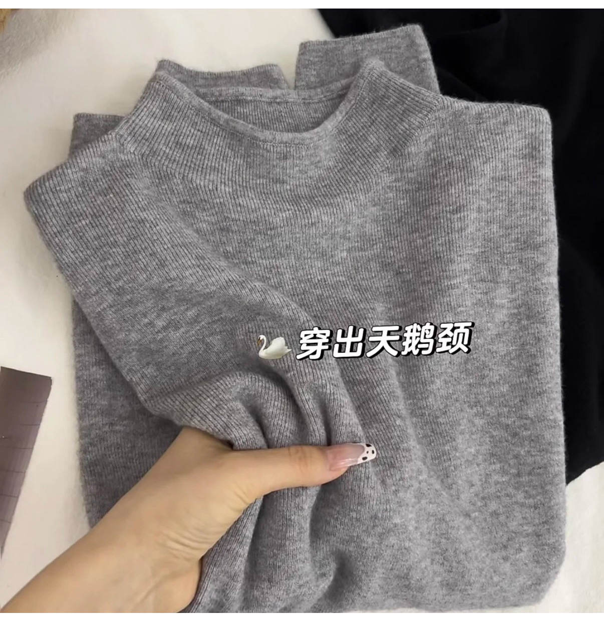 A small stand-up collar layering sweater with thickened fleece, a soft and soft base layer for women, a one-piece fleece inner layer for warmth in autumn and winter, long-sleeved pic 4