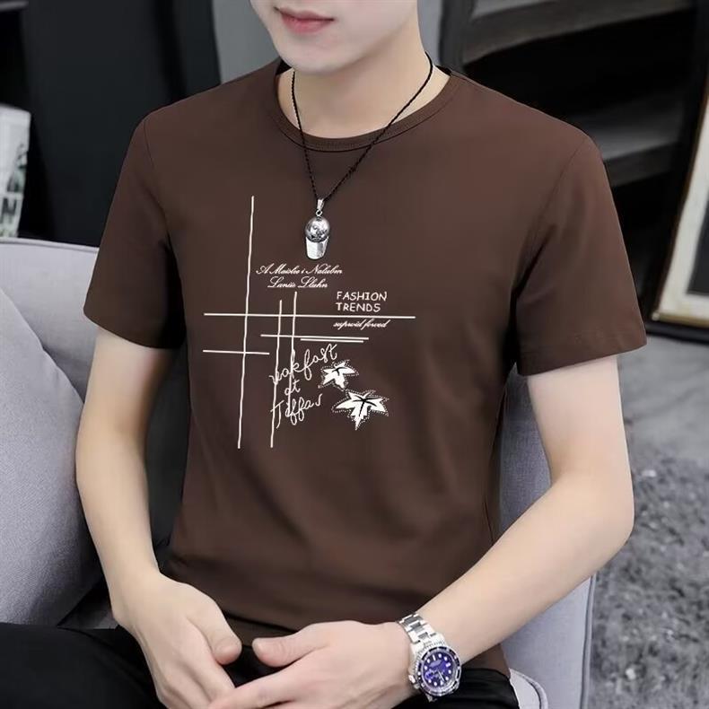 捡漏新款印花短袖t恤男士韩版打底衫潮流夏季中老年衣服跨境外贸详情3