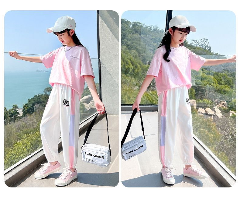 女童夏装2025新款短袖t恤夏款中大童洋气时髦衣服儿童夏季套装潮详情2