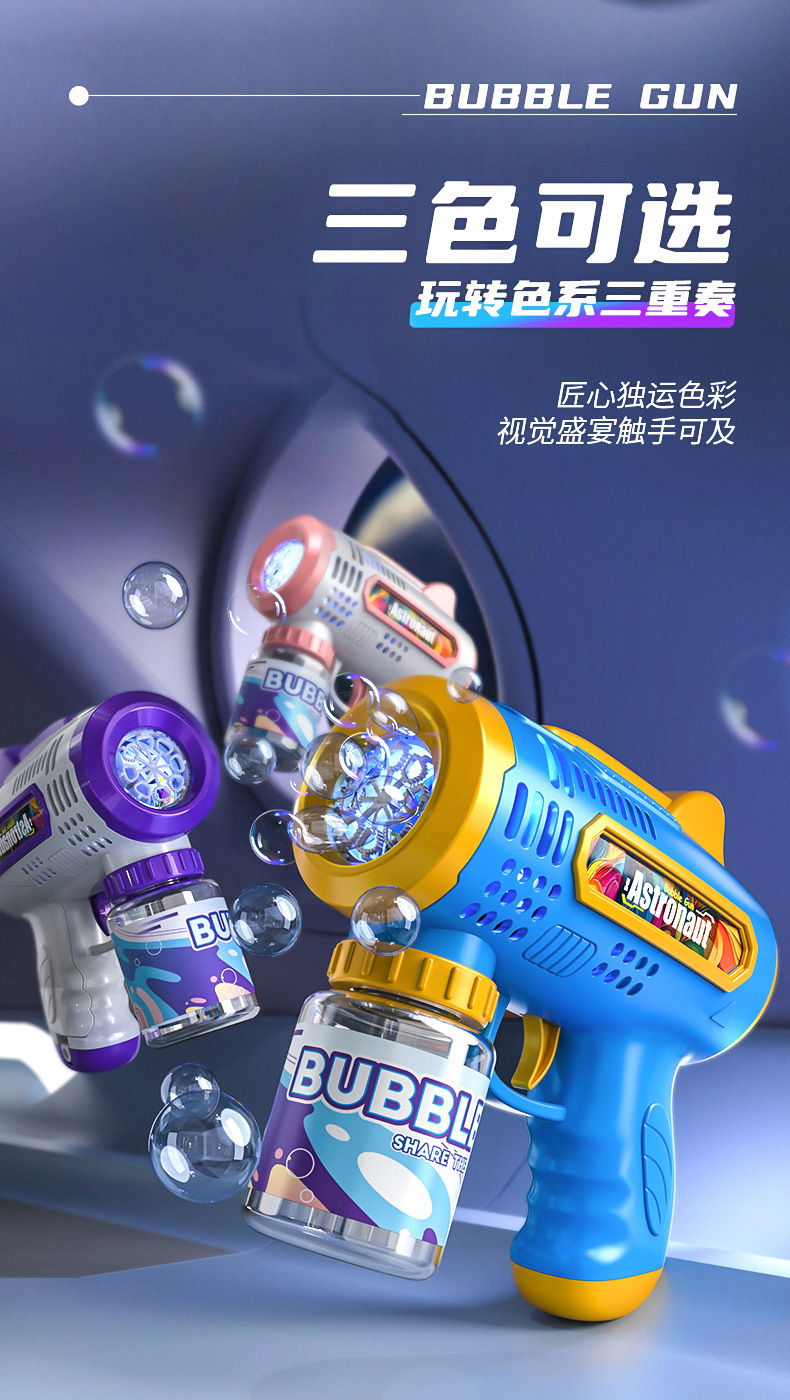 跨境儿童8孔太空全自动灯光手持泡泡枪儿童户外玩具批发六一礼物详情12