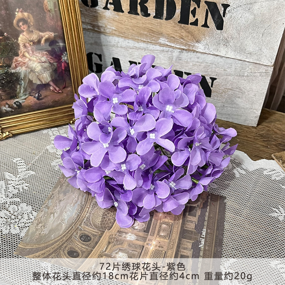 72片绣球花头仿真花朵批发花头花墙插花手工花环头饰发饰配件假花详情16