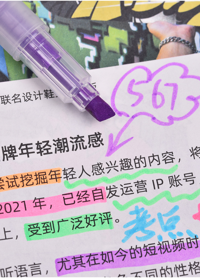 Factory direct supply of double-headed highlighters. Zhongshi Shopping cooperative highlighters: Weiya Hui 22399 pic 9