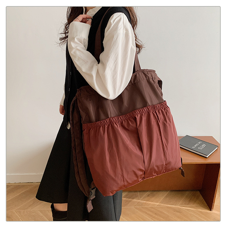 新款单肩包托特双肩折叠包手提简约通勤大容量时尚便携详情38