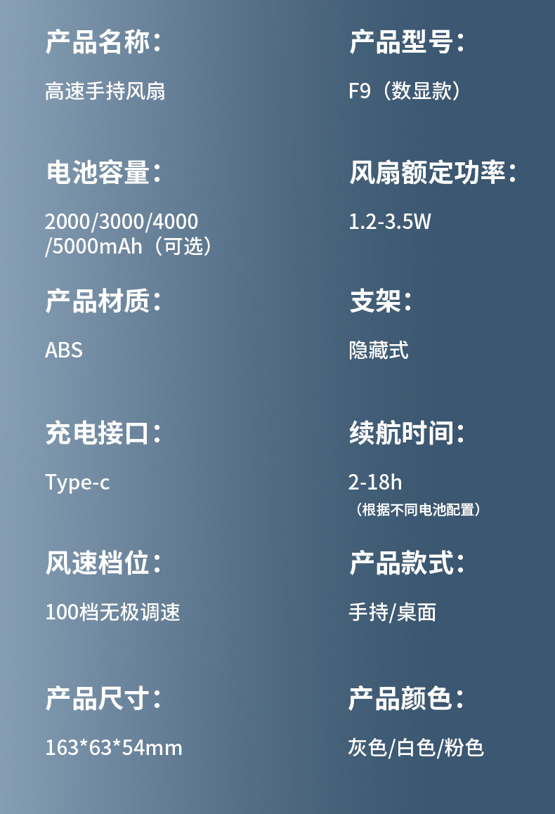 New cross-border high-speed handheld fan, desktop usb charging turbine fan, ice pack cooling pocket mini fan pic 19