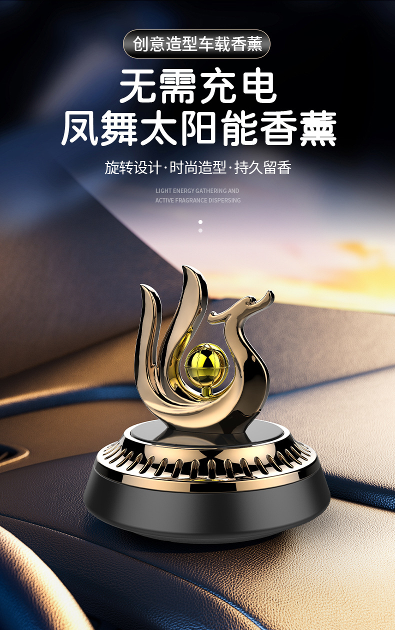 New solar-powered car perfume ornament, car aroma diffuser, rotating helicopter, high-end car ornament, soaring in the sky pic 1
