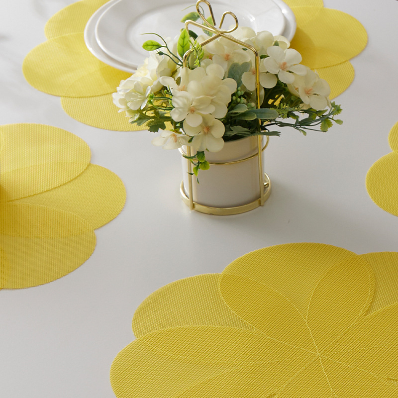 Petal Teslin sewing heat insulation pad, dining table mat, heat-resistant plate, scald bowl, cup mat, pot mat pic 16