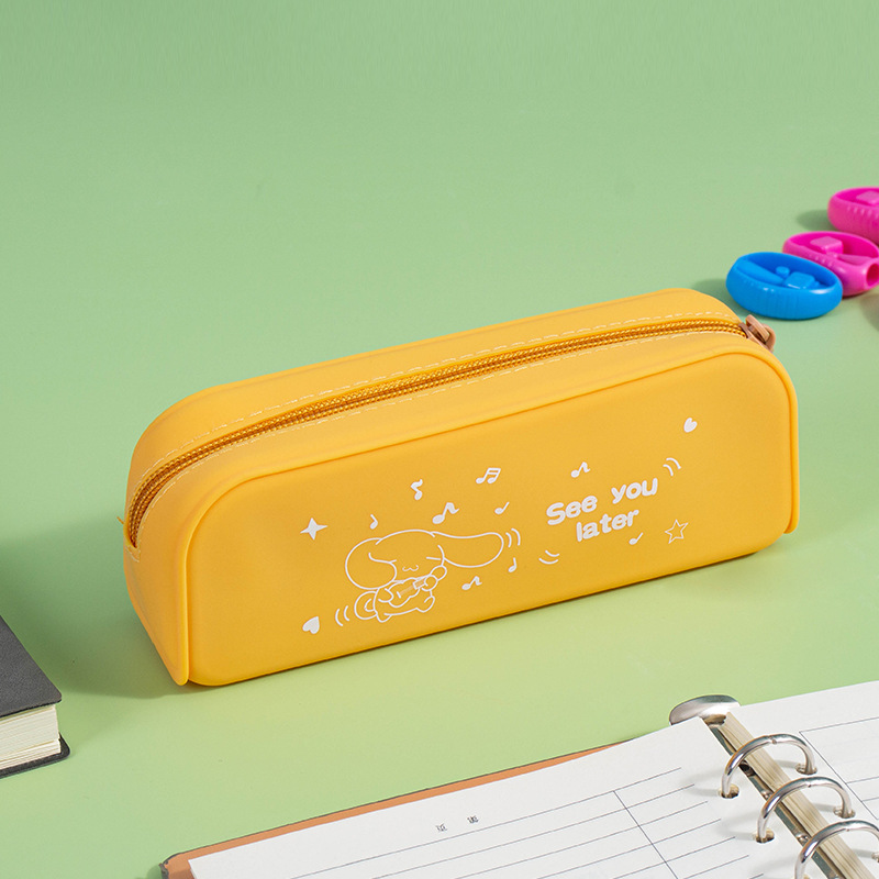 Student cartoon silicone pen case, Korean-style pencil case, cute student stationery bag pic 7