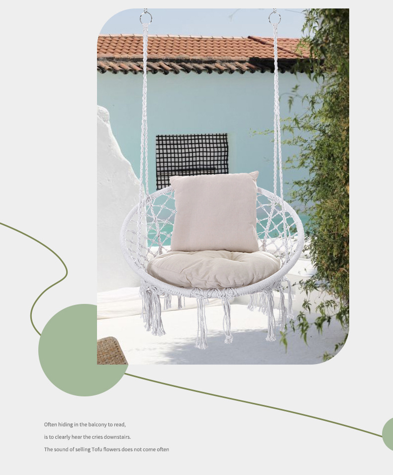 Fringed handcrafted hammock weaving net, double leisure camping hanging chair, courtyard hanging basket chair, outdoor camping swing wholesale pic 8