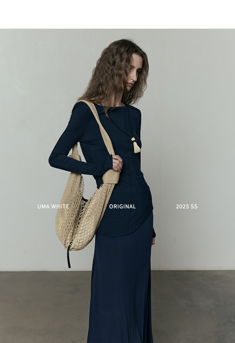 广州十三行女装UMAWHITE档口2025早春新款半身裙女天丝高腰长裙详情14