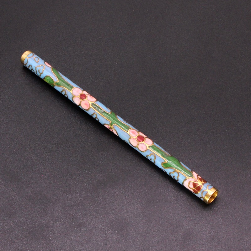 Beijing Cloisonne classical Culture Ethnic style writing brush decorative accessories copper base mechanism enamel writing brush shaft pic 4