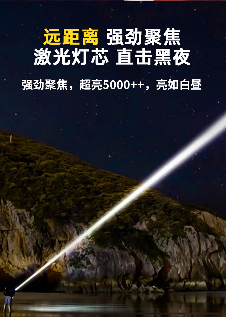 Wholesale of cross-border high-power long-range laser cannon flashlight charging LED strong light clear laser portable lamp pic 2