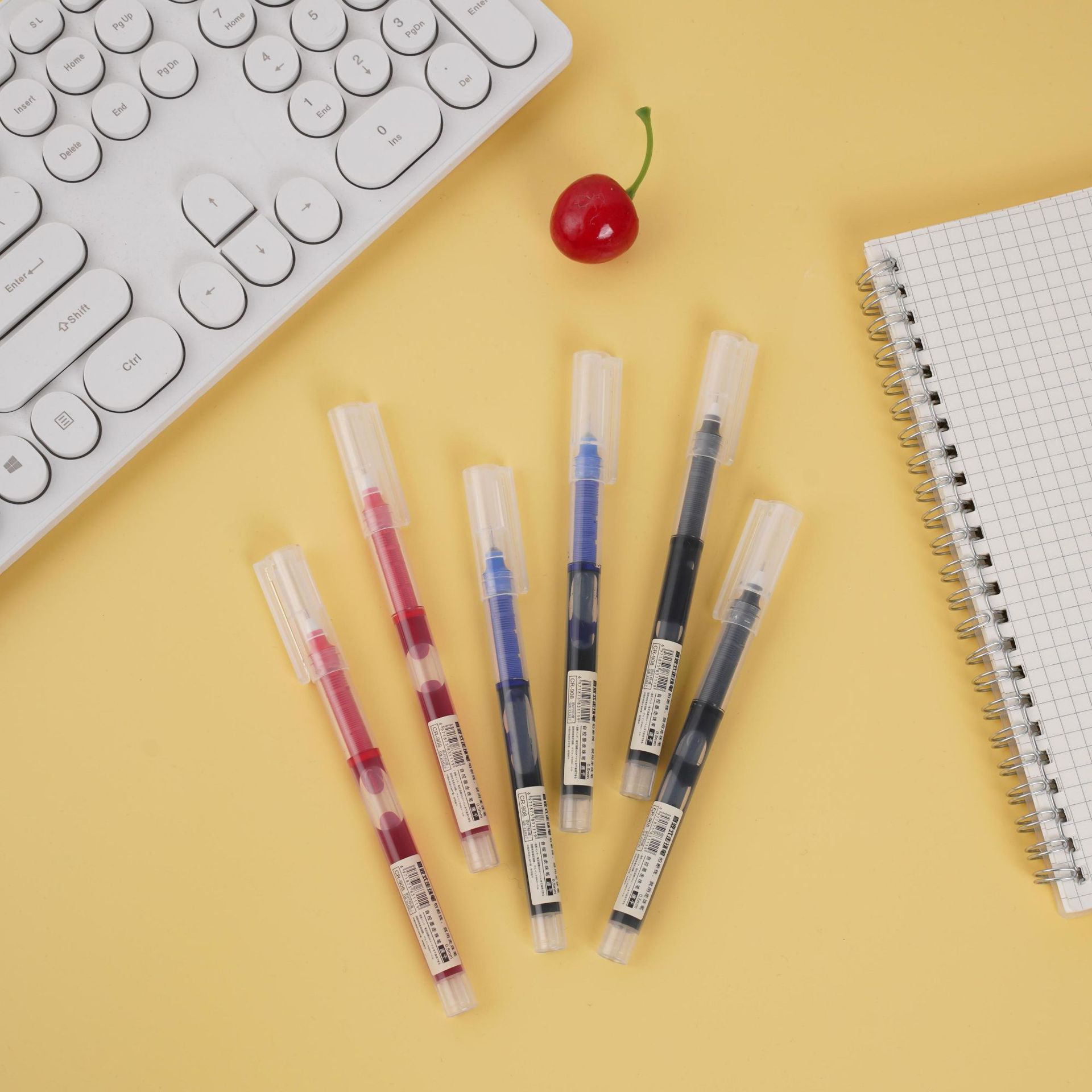 Black quick-drying straight liquid ballpoint pen, 0.5mm needle tip gel pen, large-capacity student examination signature pen pic 2