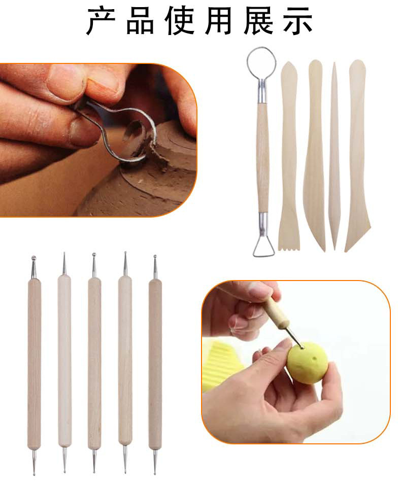 Cross-border 30-piece stone plastic engraving laser knife point drill pen set, roll-type pen case, cloth wrapped clay pottery tools pic 3