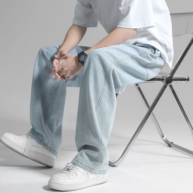 复古牛仔裤男士夏季薄款宽松直筒百搭潮流潮牌港风阔腿休闲长裤子详情10