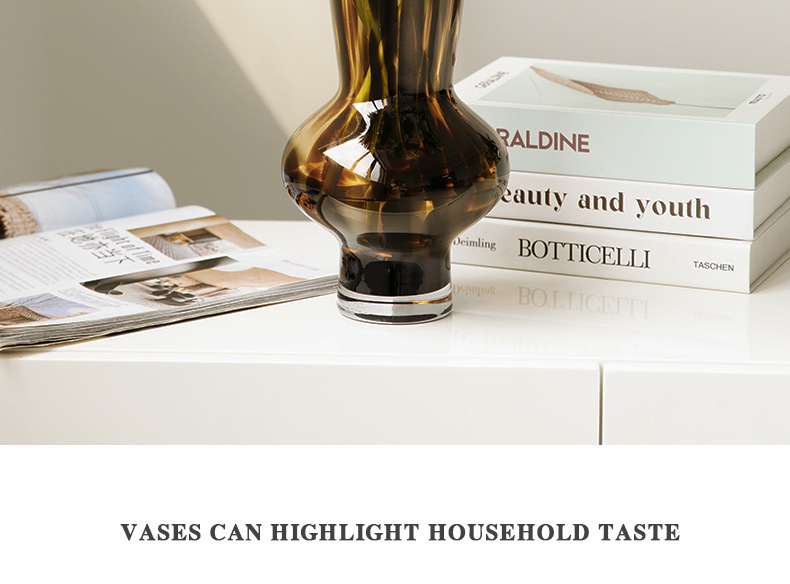 富雅花瓶中古风高级感豹纹玳瑁插花摆件轻奢创意客厅ins风批发详情13