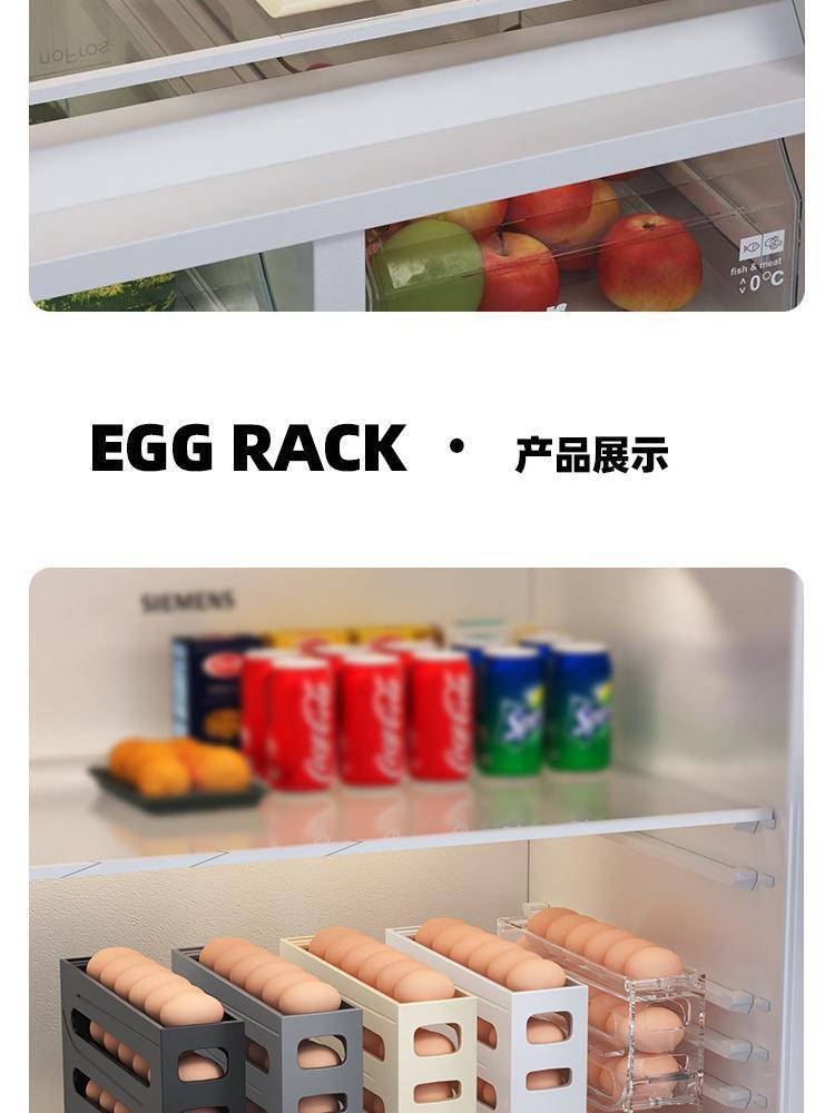 Slide rolling egg storage box, storage for the side door of household refrigerator, kitchen egg retrieval wonder, new automatic rolling egg rack pic 12