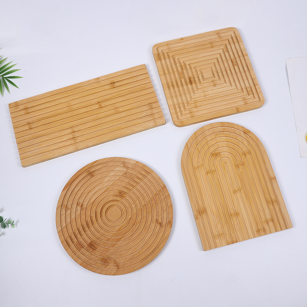 波西米亚风波纹实木托盘家用简约竹制波浪餐具盘下午茶甜点面包板详情3