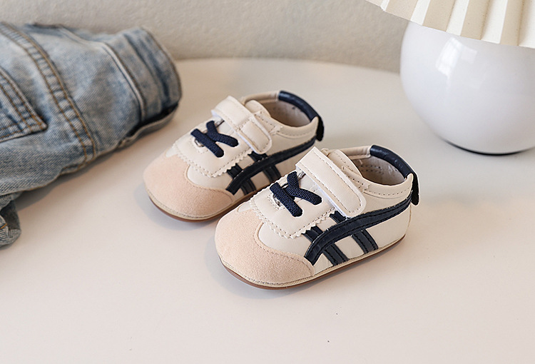 Soft-soled anti-slip walking shoes for infants aged 0-1 year old, boys and girls, 6-9-12 months, and sports color-blocked white shoes pic 10
