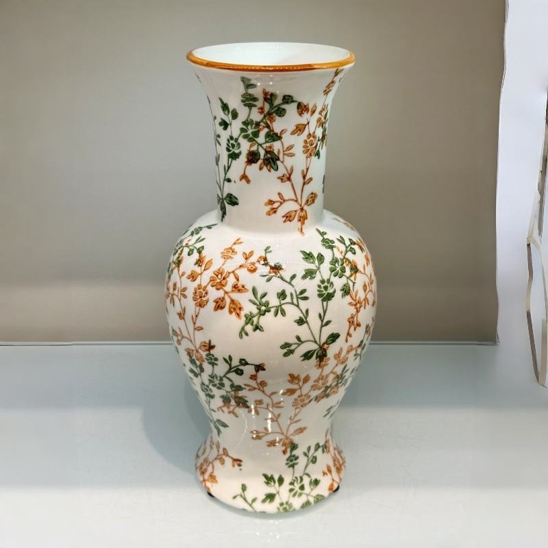 Double-eared ceramic ice-cracked small flower vase for water-grown flowers, hand-painted flowerpot ceramic vase pic 23