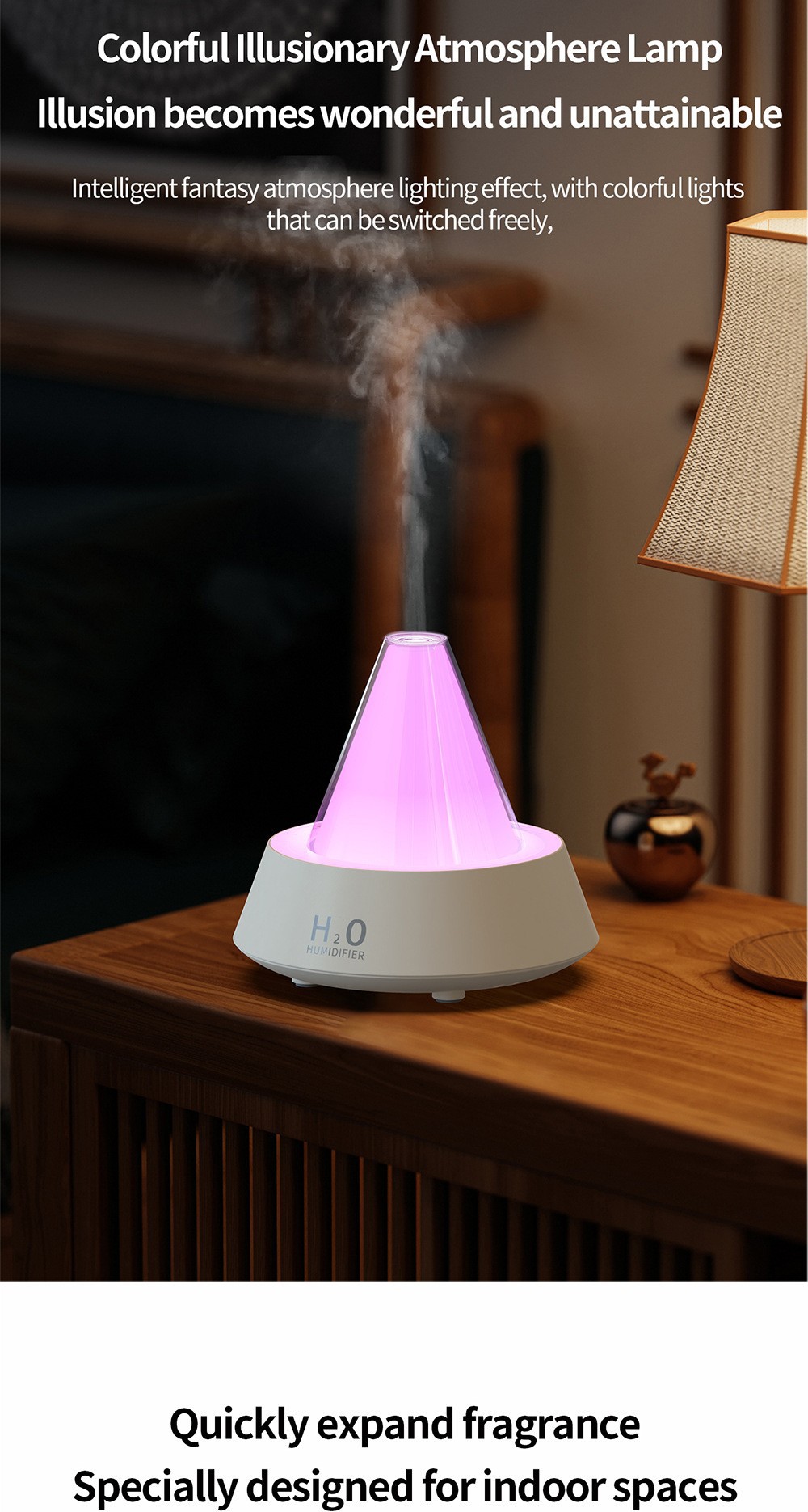 Cross-border Amazon simulation Seven-color glow aroma diffuser, home desktop, bedroom ultrasonic silent humidifier, household appliances pic 10