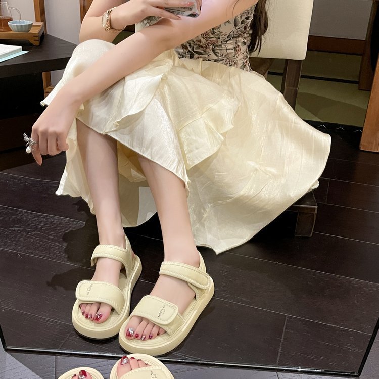 运动凉鞋女2024年夏季新款时尚魔术贴休闲平底凉鞋女士防滑沙滩鞋详情13