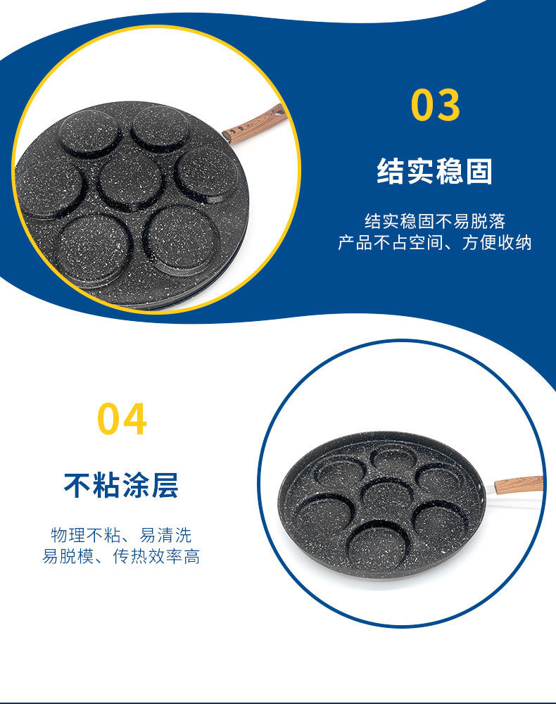 厂家直供七孔早餐锅多用锅麦饭石家用不粘蛋饺荷包蛋煎盘批发煎饼详情8