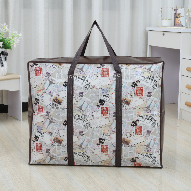 跨境高质量批发无纺布袋覆膜防水行李袋衣物被子收纳袋手提搬家打包袋详情3