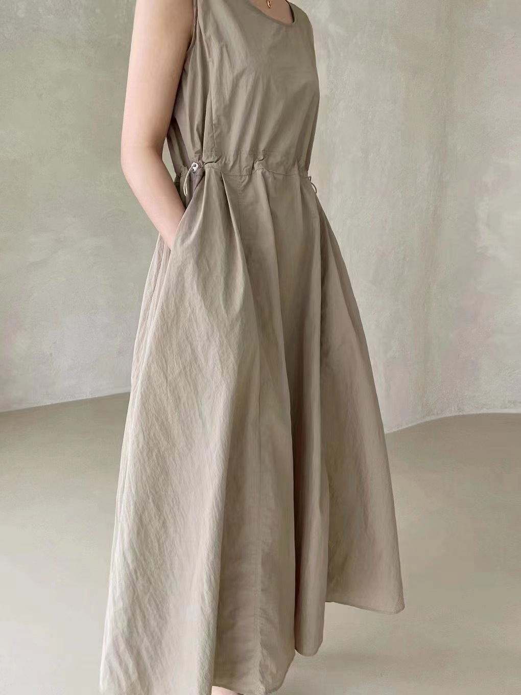 Cross-border Japanese style in-stock 2023 lapel long-sleeved top + sleeveless dress two-piece set pic 4