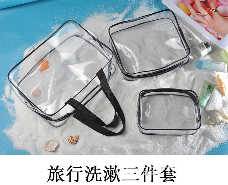 PVC三件套透明防水化妆包三件套可印刷logo 洗漱用品收纳包收纳袋详情3