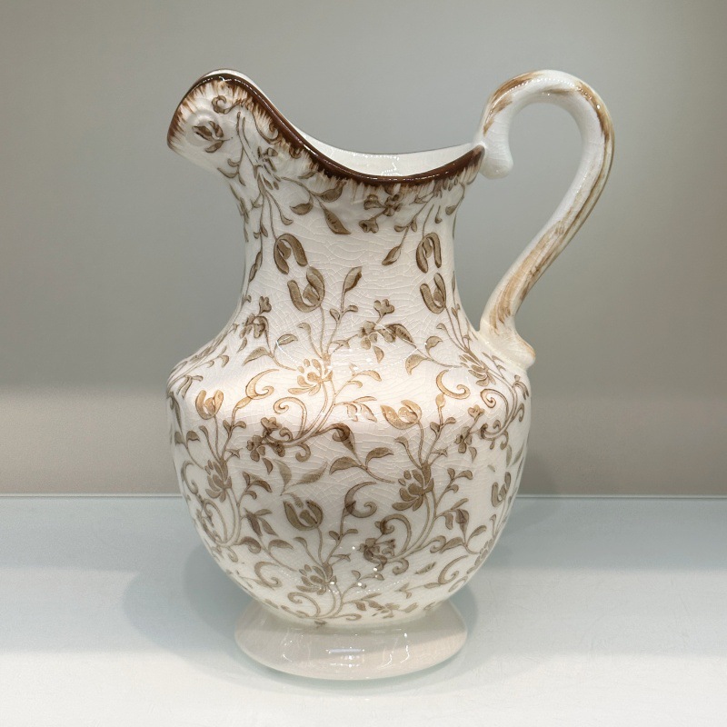 New Chinese-style country-style retro ceramic ice-crack small vase, creative flower arrangement, high-end living room decoration, niche pic 7