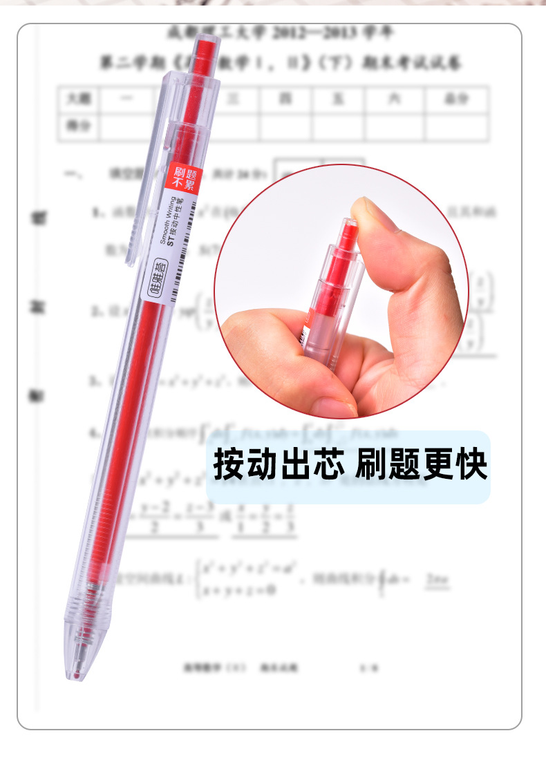 Factory direct supply of WYH072 red and black gel pens from Weiya Hui. Wholesale of transparent gel pens for smooth writing pic 4