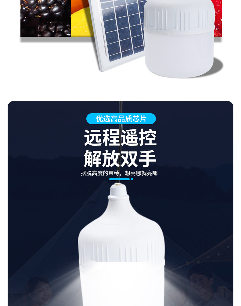 Cross-border solar bulb lamps, power outage emergency household outdoor lighting lamps, night market street stall camping LED bulb lamps pic 10