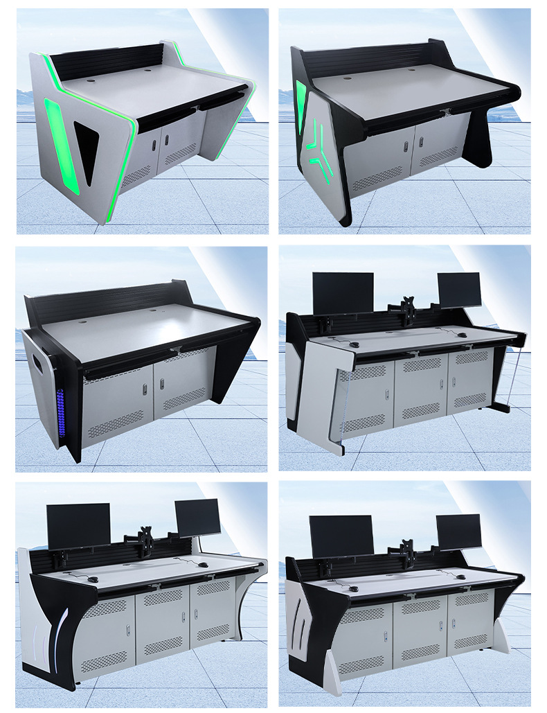 Dual-strip light type operation console, multimedia computer desk, security dispatch console, multi-link command center, monitoring control console pic 12