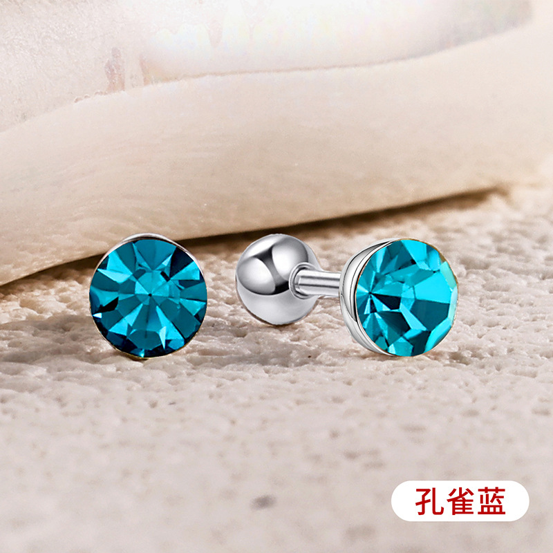 s925通体纯银爆闪施家华子耳钉彩色耳骨钉爆闪螺丝拧扣耳蜗钉耳饰详情36