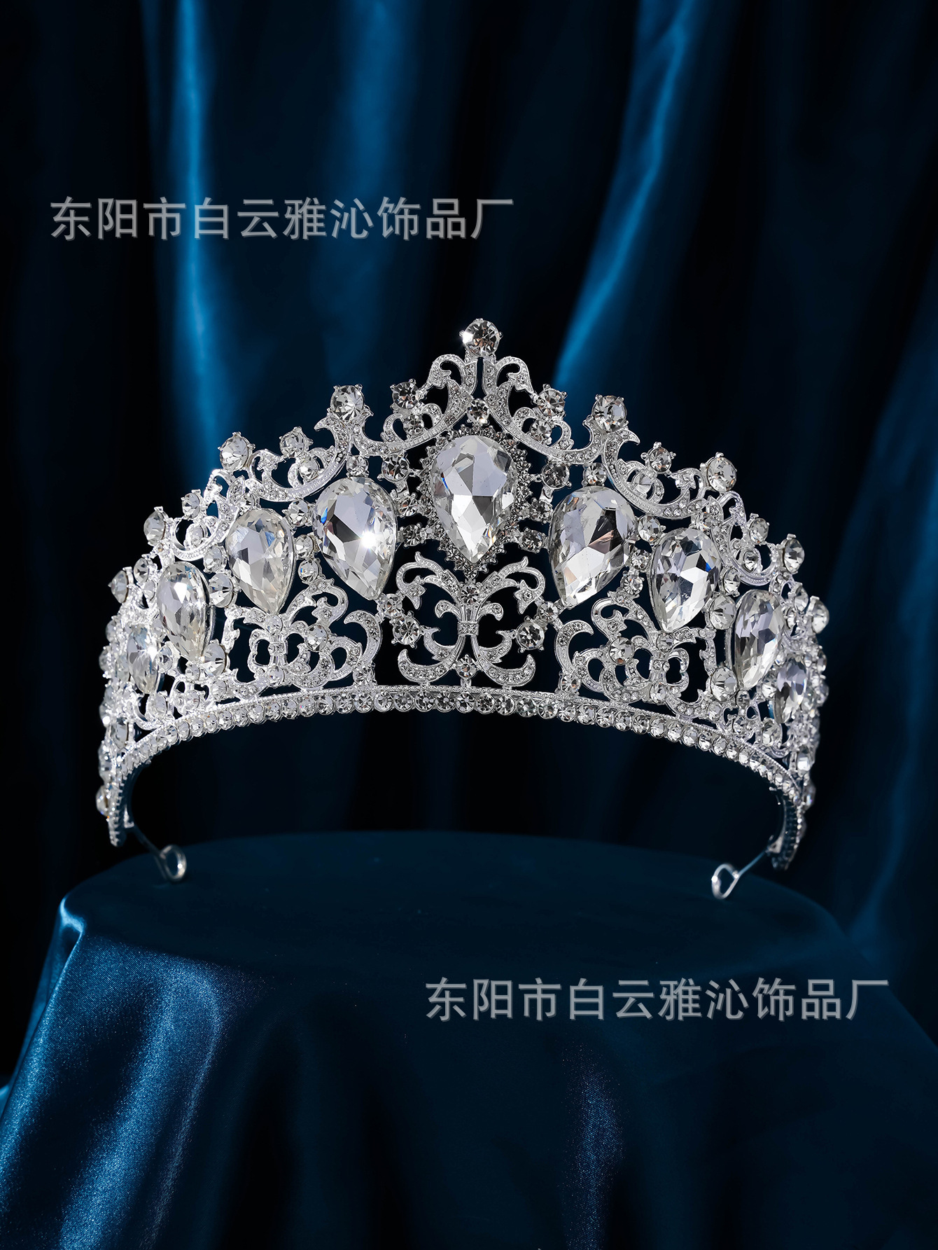 New diamond silver princess headwear, grand wedding dress, super glittering crystal, luxurious goddess bride wedding crown pic 4