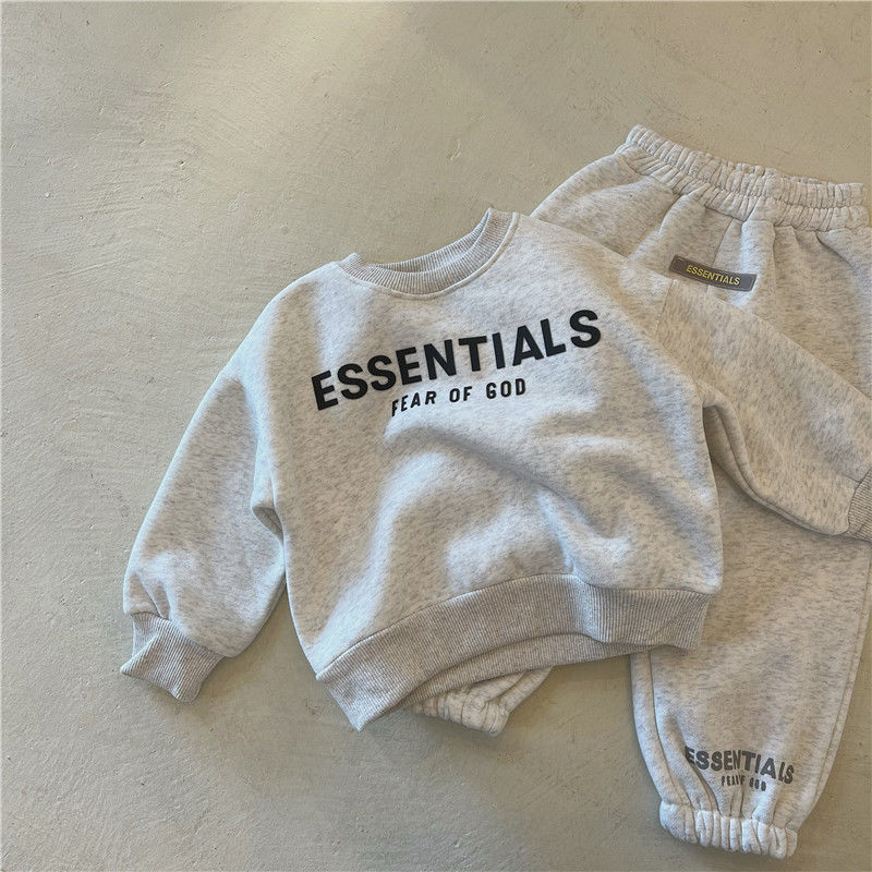 男童女童加绒套装2023秋冬新款字母印花圆领卫衣卫裤宝宝两件套潮详情17