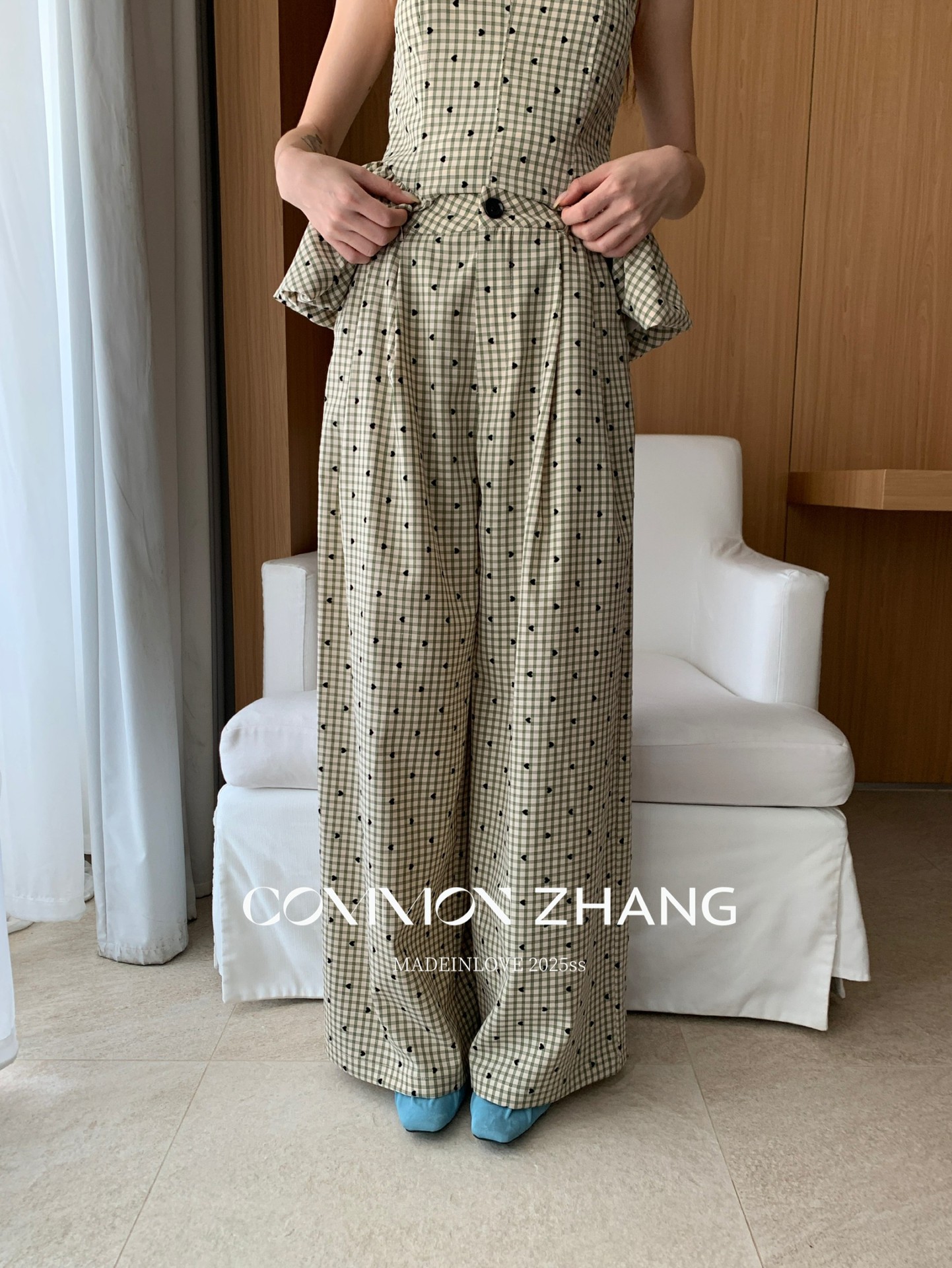 CZ ZHANG Summer Korean stylish striped checkered polka dot drape floor-length wide-leg versatile casual pants A24286 pic 12