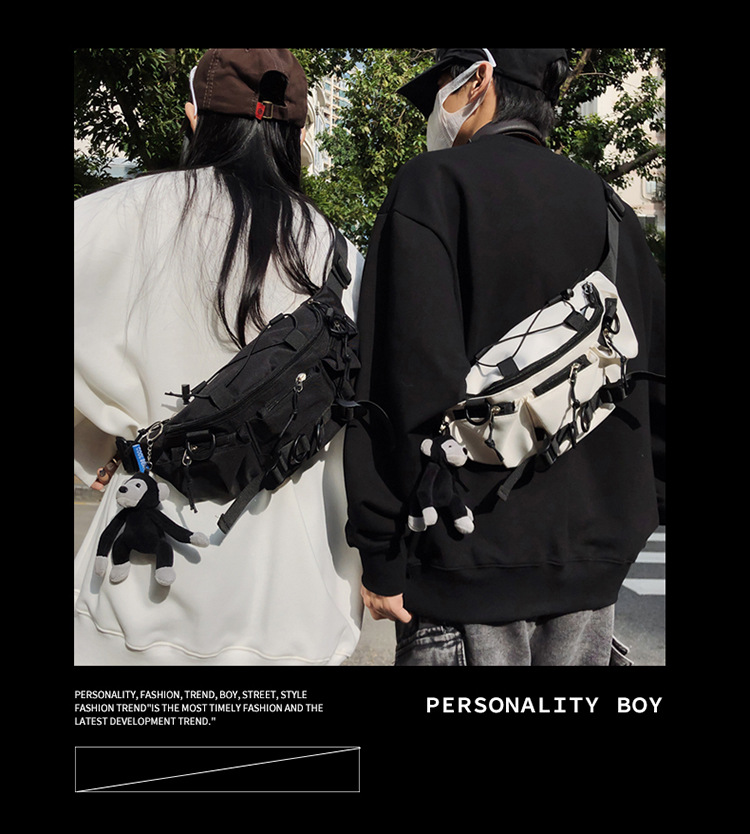 斜挎包潮牌男士百搭休闲胸包工装简约ins腰包日系情侣单肩斜挎包详情1