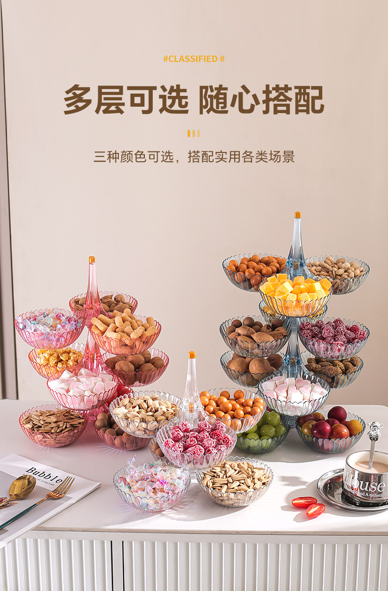 Fruit plate box, melon and fruit plate, popular light luxury home living room coffee table, dried fruits, snacks, melon seeds, candies, gift display, plastic box pic 9