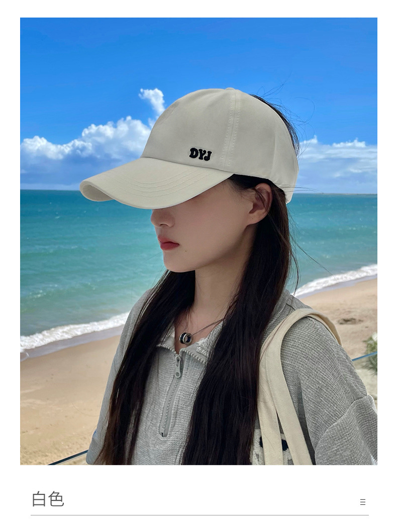 半空顶棒球帽女生可扎马尾辫显脸小鸭舌帽子春夏季防晒运动帽露思详情15