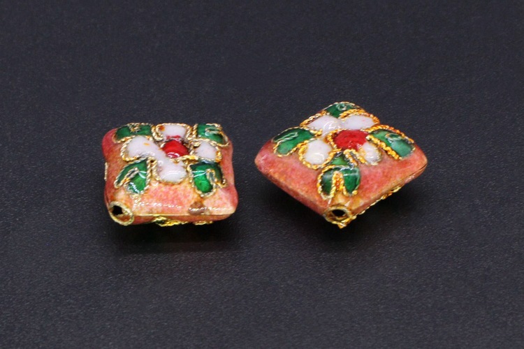 Traditional high-temperature cloisonne enamel filigree silver blue DIY jewelry accessory beads Cloisonne 16mm square block pic 5