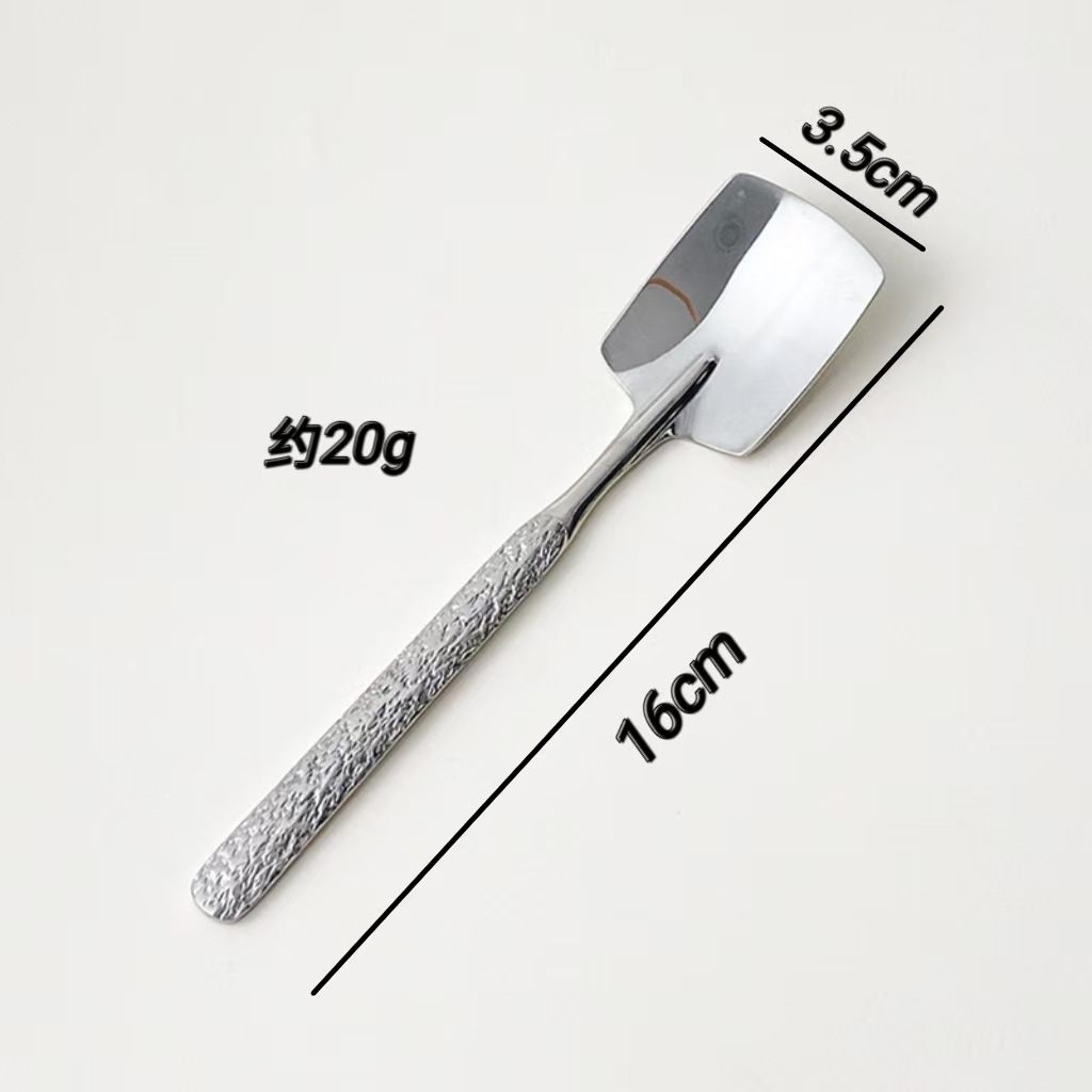 新款铁锹勺子不锈钢跨境爆款升级西瓜勺锤纹雪糕勺沙冰尖勺高颜值详情4