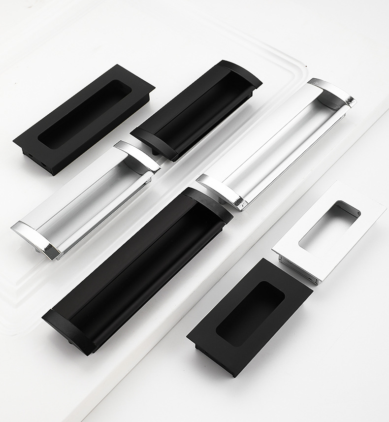 Modern and simple built-in hidden drawers with concealed handles, wardrobes and cabinets, sliding door handles, and aluminum alloy buckles pic 17