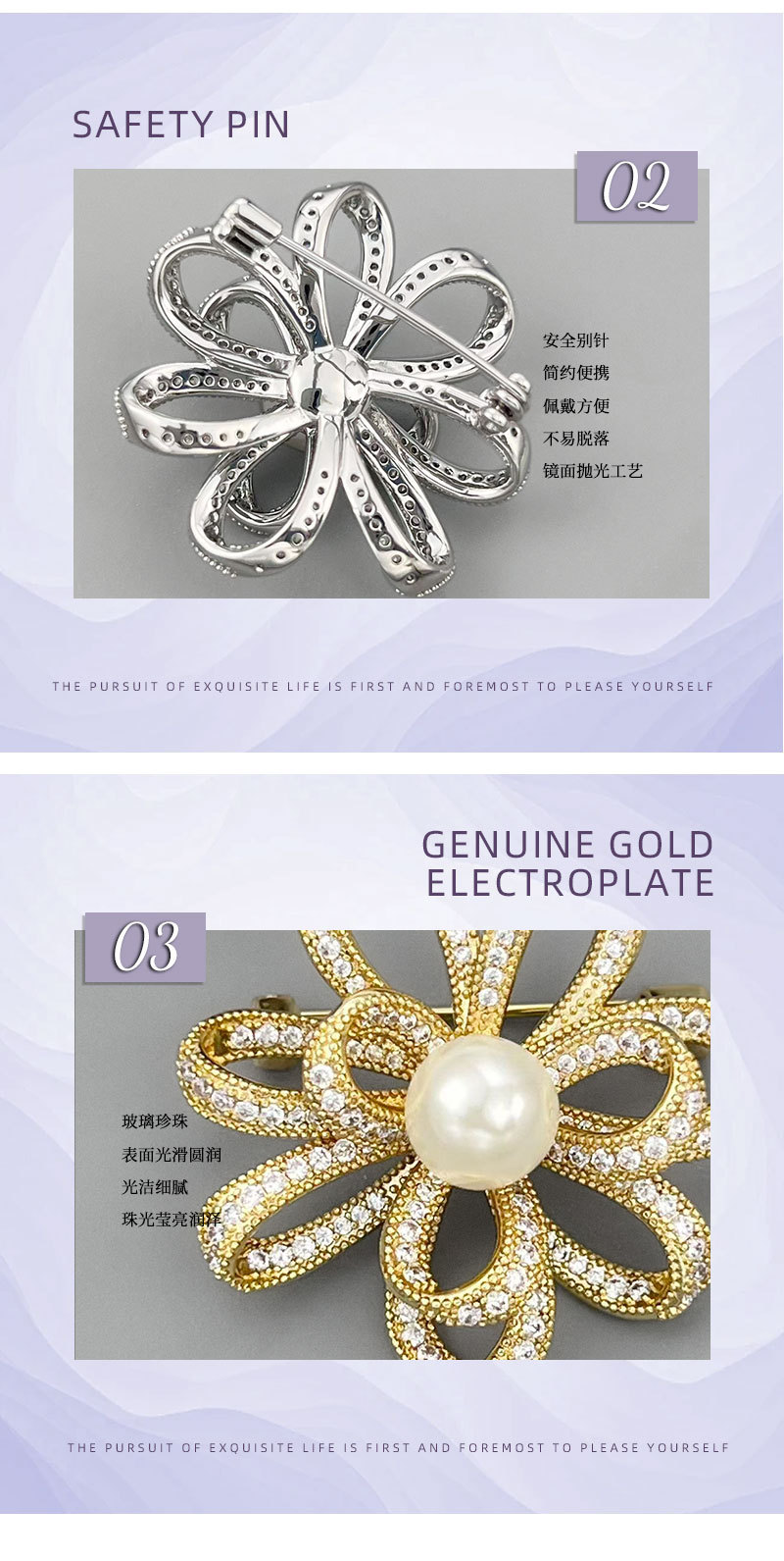 The elegant gift is a fine selection of light luxury, slightly studded with zirconium flower grey pearl brooch, a high-end and versatile clothing accessory, a pin and a brooch flower pic 16