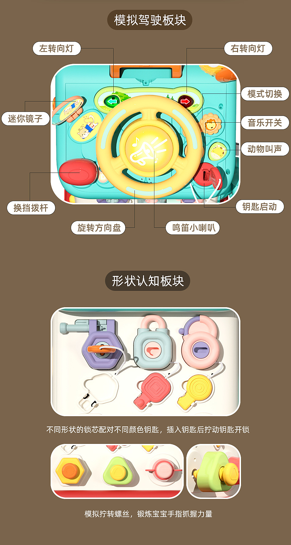 蒙氏六面忙碌屋多功能早教婴幼儿益智玩具礼物宝宝精细动作训练屋详情37