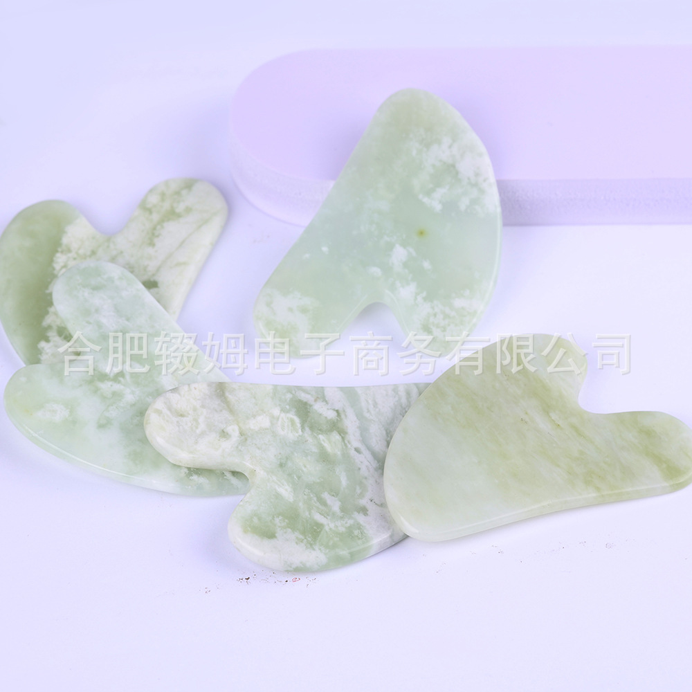 天然玉石刮痧板按摩器面部脸部全系经络刮痧板甲翠绿玉刮痧片皮肤护理工具详情2