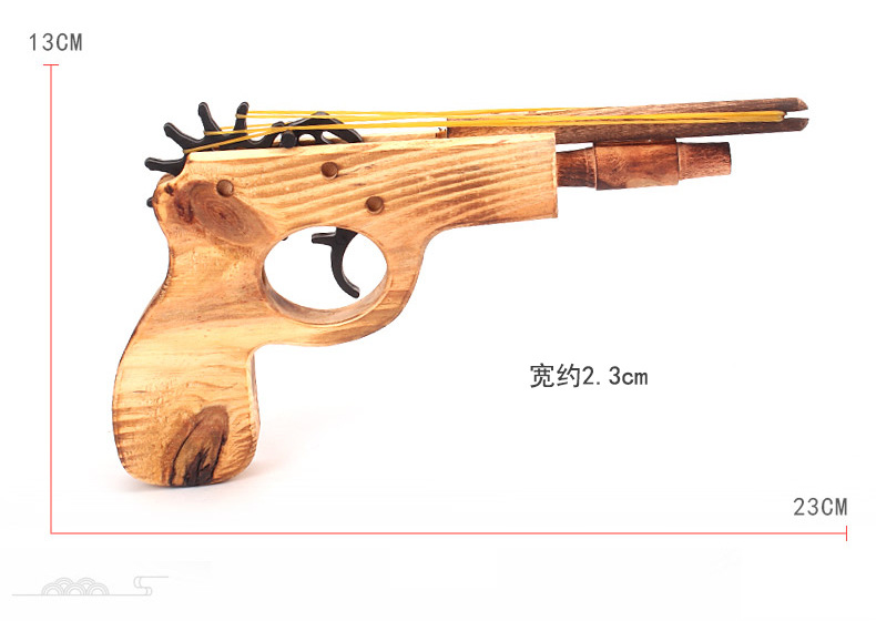 热销木质打皮筋枪橡皮筋13号小双管木抢短枪怀旧玩具工艺品详情3