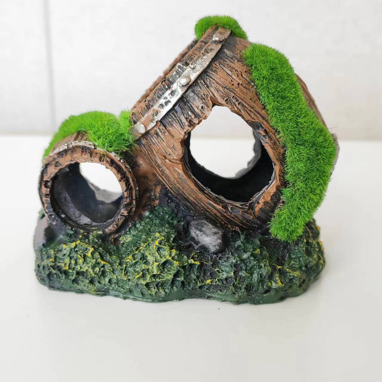 新款鱼缸装饰躲避洞穴水族箱摆设虾屋慈鲷虾窝躲藏屋空心仿真酒桶详情16