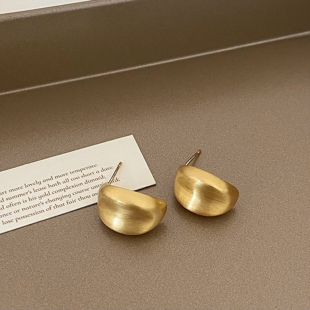 European and American fashion ins earrings, cold style brushed metal stud earrings, high-end retro individual ear buckles, simple earrings pic 12